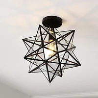 Jonathan Y Ava Farmhouse Bohemian Iron/Glass Led Semi Flush Mount Ceiling Light