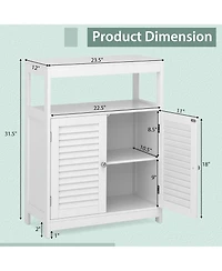 Bathroom Floor Cabinet Free Standing Storage Organizer w/ Double Shutter Doors
