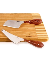 BergHOFF Bamboo 3 Piece Rectangular Two-Toned Board and Aaron Probyn Cheese Knives Set