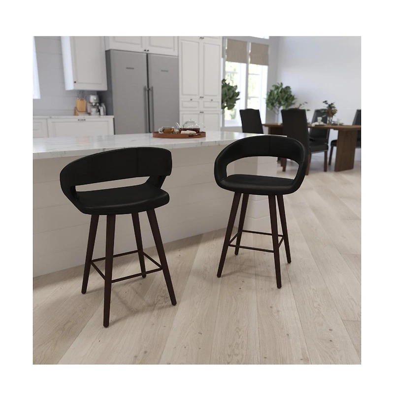 Plath 24 Inch Cappuccino Ultramodern Bar Counter Stool With Upholstered Seat