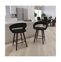 Plath 24 Inch Cappuccino Ultramodern Bar Counter Stool With Upholstered Seat