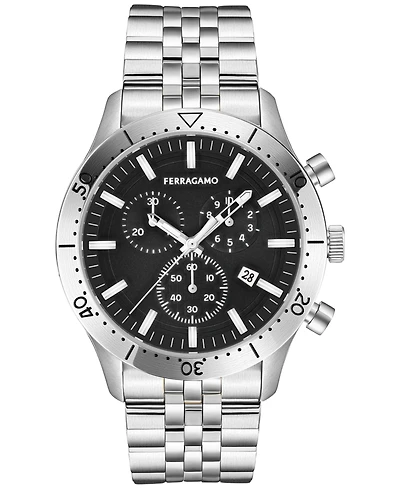 Salvatore Ferragamo Men's Swiss Chronograph Master Stainless Steel Bracelet Watch 43mm