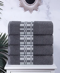 Superior Larissa Geometric Embroidered Jacquard Border Cotton -Pc. Bath Towel Set