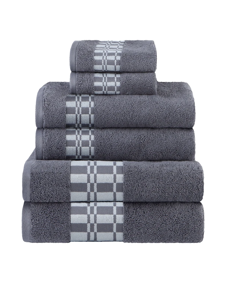 Superior Larissa Geometric Embroidered Jacquard Border Cotton -Pc. Bath Towel Set