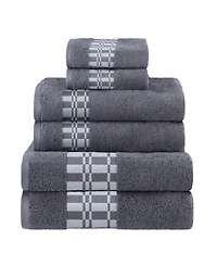 Superior Larissa Geometric Embroidered Jacquard Border Cotton -Pc. Bath Towel Set