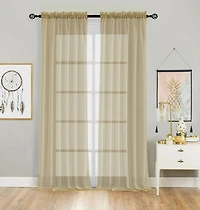 Kate Aurora 2 Pack Basic Home Rod Pocket Sheer Voile Window Curtains