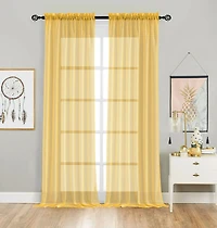 Kate Aurora 2 Pack Basic Home Rod Pocket Sheer Voile Window Curtains