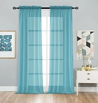 Kate Aurora 2 Pack Basic Home Rod Pocket Sheer Voile Window Curtains