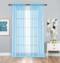 Kate Aurora 2 Pack Basic Home Rod Pocket Sheer Voile Window Curtains