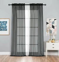 Kate Aurora 2 Pack Basic Home Rod Pocket Sheer Voile Window Curtains