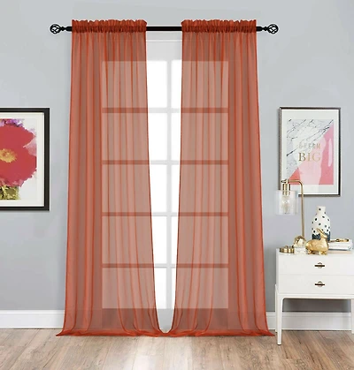 Kate Aurora 2 Pack Basic Home Rod Pocket Sheer Voile Window Curtains