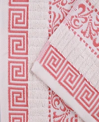 Superior Athens Cotton with Greek Scroll and Floral Pattern Assorted, 6 Piece Bath Towel Set