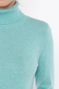 Jennie Liu Women's 100% Pure Cashmere Long Sleeve Turtleneck Pullover Sweater