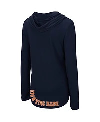 Women's Colosseum Navy Illinois Fighting Illini My Lover Lightweight Hooded Long Sleeve T-shirt