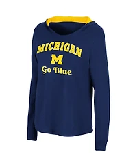 Women's Colosseum Navy Michigan Wolverines Catalina Hoodie Long Sleeve T-shirt