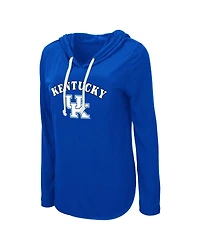Women's Colosseum Royal Kentucky Wildcats My Lover Lightweight Hooded Long Sleeve T-shirt