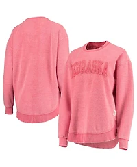 Women's Pressbox Scarlet Distressed Nebraska Huskers Ponchoville Pullover Sweatshirt