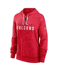 Women's Nike Red Distressed Atlanta Falcons Rewind Gym Vintage-Like Pullover Hoodie
