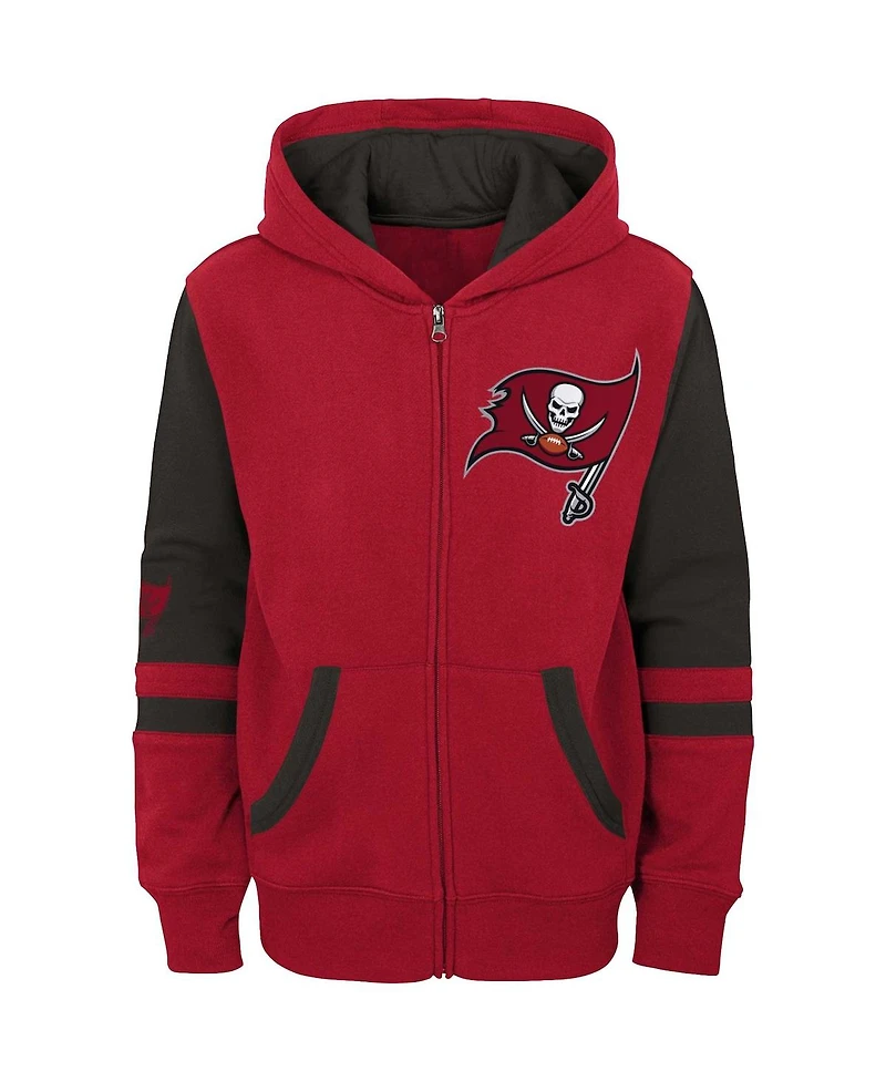 Big Boys Red Tampa Bay Buccaneers Colorblock Full-Zip Hoodie