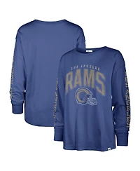 Women's '47 Brand Royal Distressed Los Angeles Rams Tom Cat Long Sleeve T-shirt