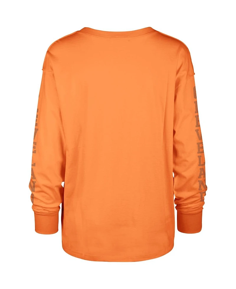 Women's '47 Brand Orange Distressed Cleveland Browns Tom Cat Long Sleeve T-shirt