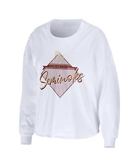 Women's Wear by Erin Andrews White Florida State Seminoles Diamond Long Sleeve Cropped T-shirt