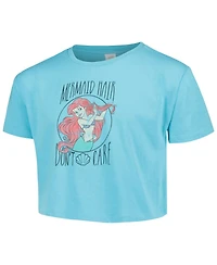 Big Girls Mad Engine Blue The Little Mermaid Hair Don't Care Cropped T-shirt