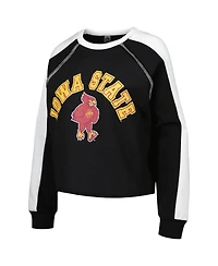 Women's Gameday Couture Black Iowa State Cyclones Blindside Raglan Cropped Pullover Sweatshirt