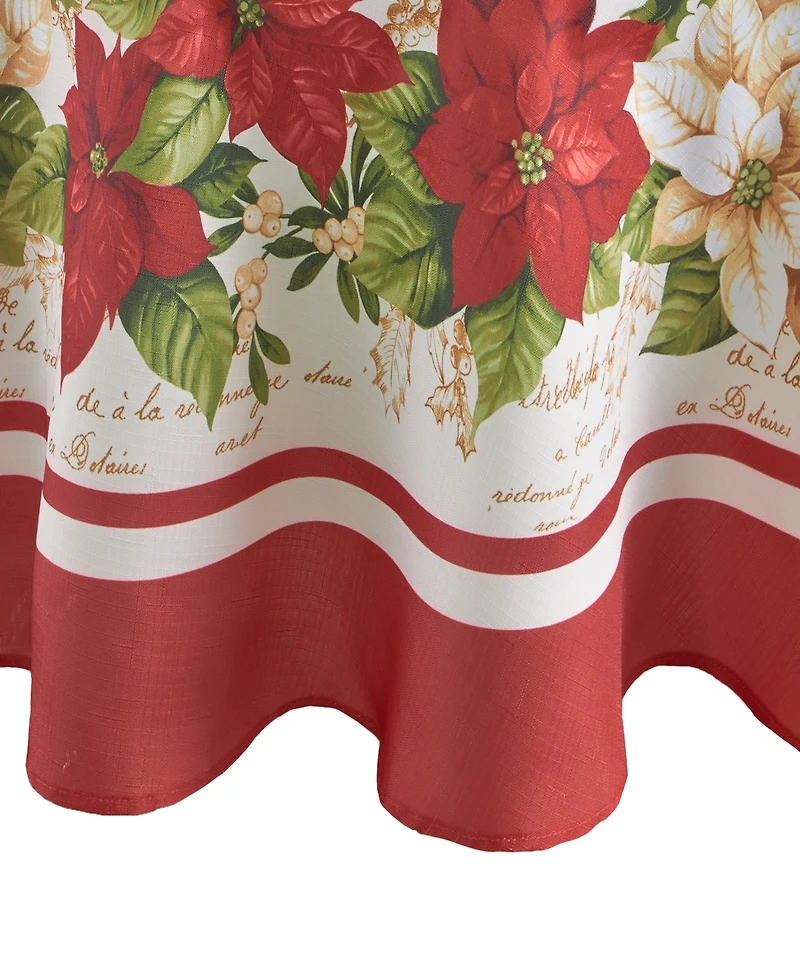 Elrene Red and White Poinsettias Tablecloth