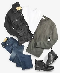 Calvin Klein Mens Trucker Jacket Monogram Logo Sweater Solid T Shirt Standard Straight Fit Stretch Jeans