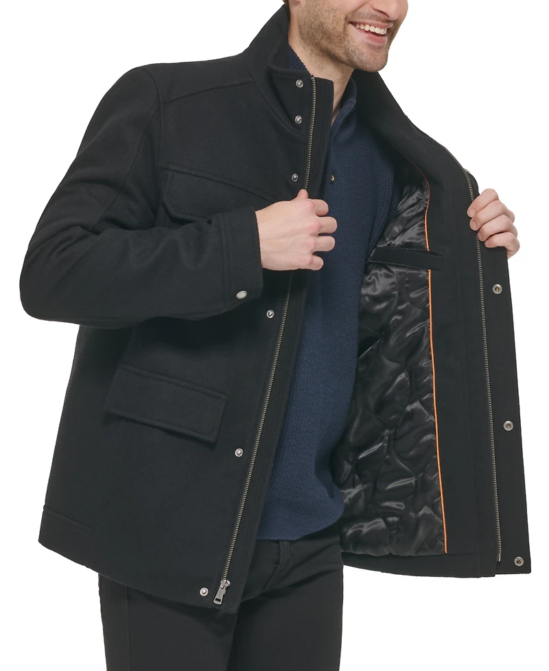 Cole Haan Men's Melton Wool Multi-Pocket Field Coat