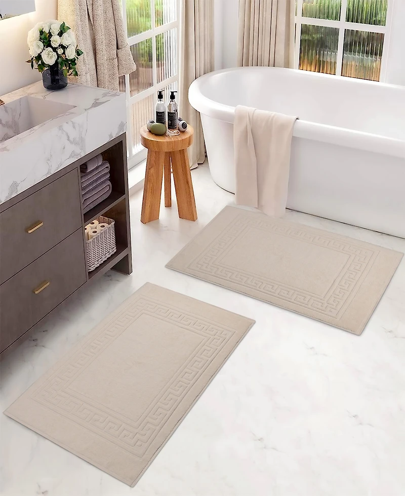 Superior Cotton Greek Key Infinity Border 2-Pc. Bath Rug Set