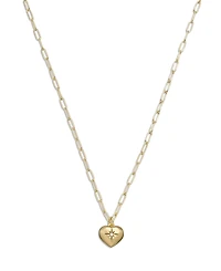 Coach Faux Stone Iconic Heart Pendant Heart Motif Necklace
