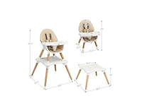 Slickblue Girls 5-in-1 Eat and Grow Convertible Wooden High Chair with Detachable Tray