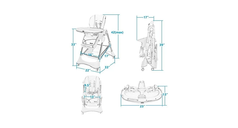 A-Shaped High Chair with 4 Lockable Wheels