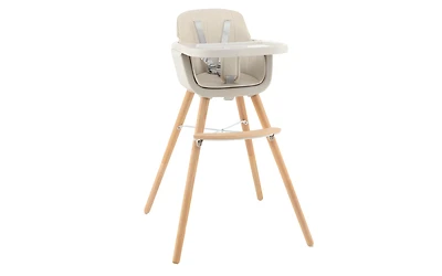 Slickblue Kids 3-in-1 Convertible Wooden High Chair with Cushion-Light Gray