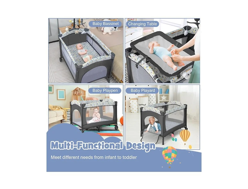 Multi-Functional Baby Playpen with Mattress and Removable Changing Table