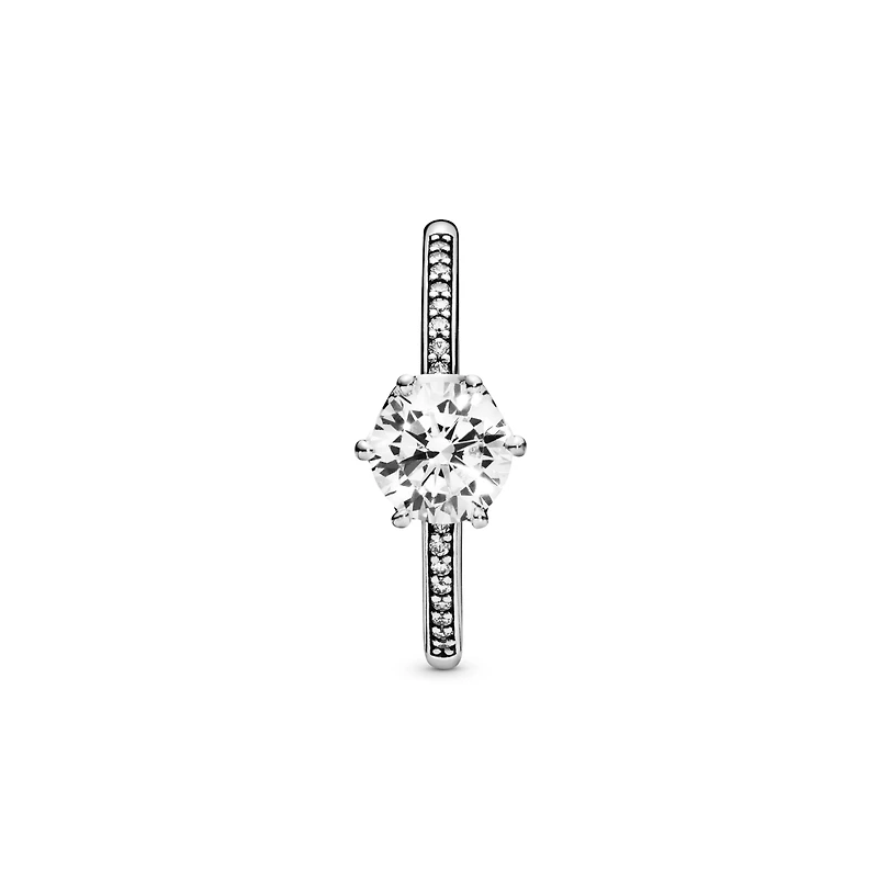 Pandora Cubic Zirconia Moments Clear Sparkling Crown Solitaire Ring