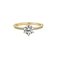 Pandora Cubic Zirconia Moments Clear Sparkling Crown Solitaire Ring