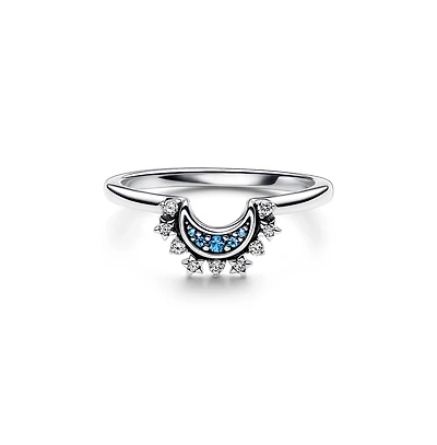 Pandora Cubic Zirconia Moments Celestial Blue Sparkling Moon Ring