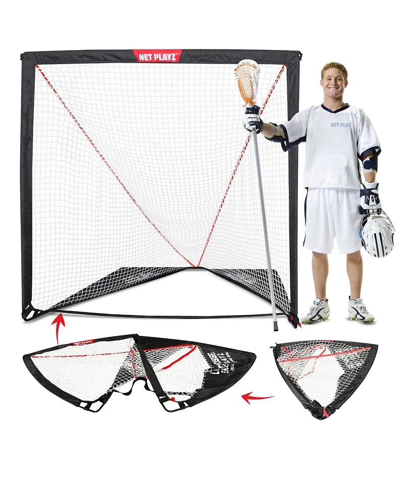 Net Playz Backyard Lacrosse Goal, Kids Backyard Training, Practice Exercise Portable Lacrosse Net, Equipment Gear, 4' x 4'