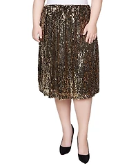 Ny Collection Plus Knee Length Sequined Skirt