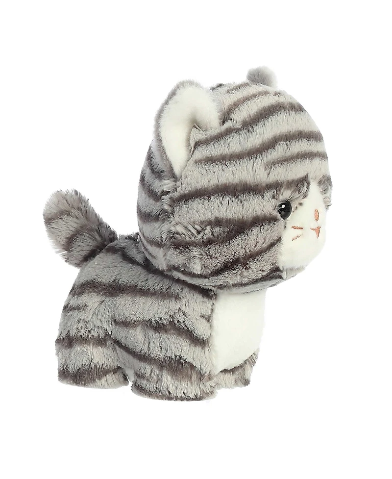 Aurora Small Tabby Teddy Pets Playful Plush Toy Grey 7"