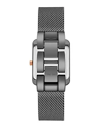 Nine West Women's Quartz Rectangular Dark Gray Stainless Steel Mesh Band Watch, 29mm