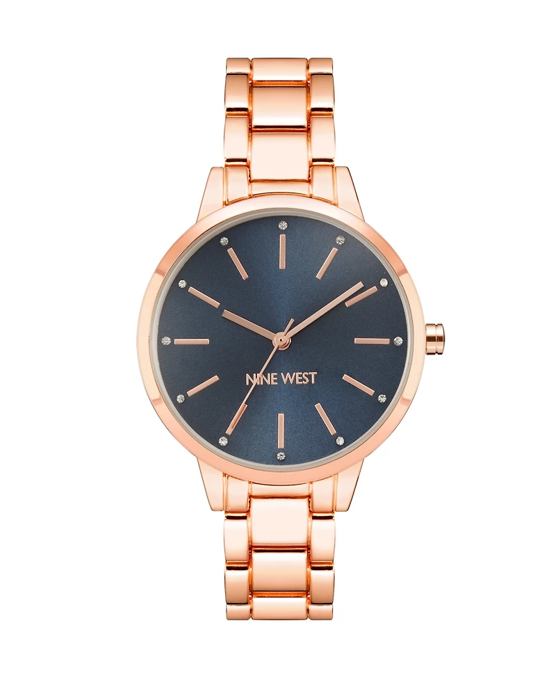 Nine West Women's Quartz Rose Gold-Tone Alloy Link Bracelet Watch