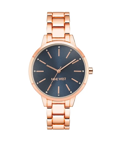 Nine West Women's Quartz Rose Gold-Tone Alloy Link Bracelet Watch