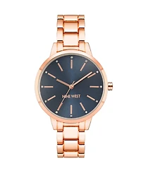 Nine West Women's Quartz Rose Gold-Tone Alloy Link Bracelet Watch
