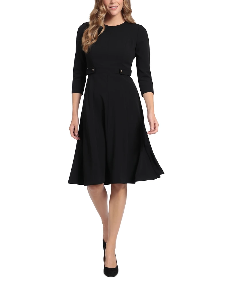London Times Women's Tab-Waist Fit & Flare Dress
