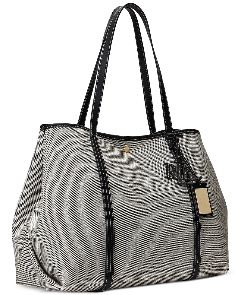 Lauren Ralph Emerie Canvas and Leather Extra Large Tote