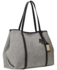 Lauren Ralph Emerie Canvas and Leather Extra Large Tote